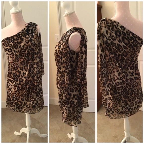 Cache Leopard Print One-Shoulder Dress - Picture 4 of 14
